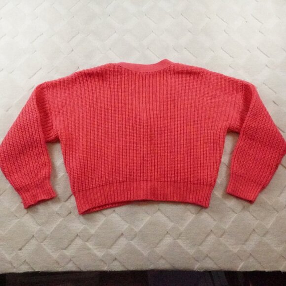 Frame Oversized Chunky Knit Cardigan Sweater Womens Extra Large Pink 100% Wool - Picture 9 of 10